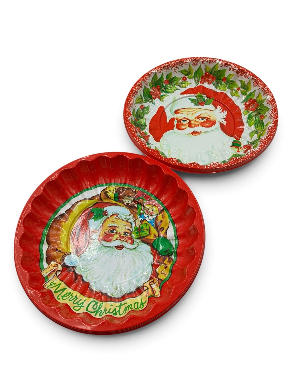 VTG Ullman Christmas Santa Claus Plastic Serving Trays Lot of 2 Retro Holiday